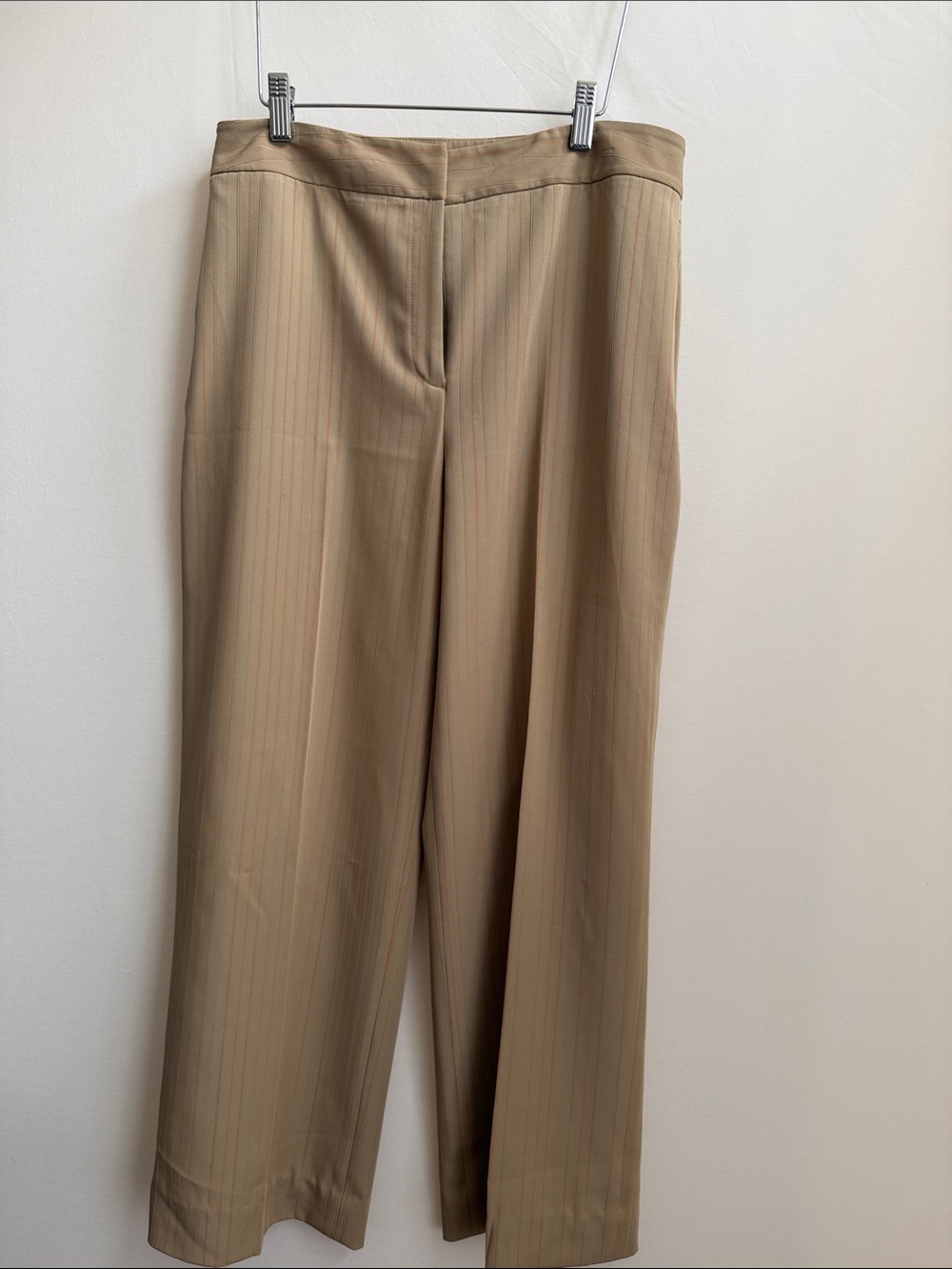 Rafaella Tan Pinstripe Cropped Wide-Leg Pants